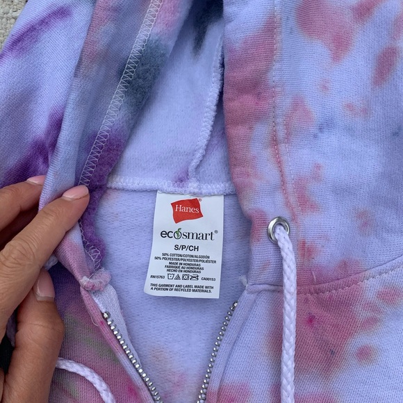 NWT multi tie dye l/s hooded zip-up sweatshirt - Picture 7 of 15